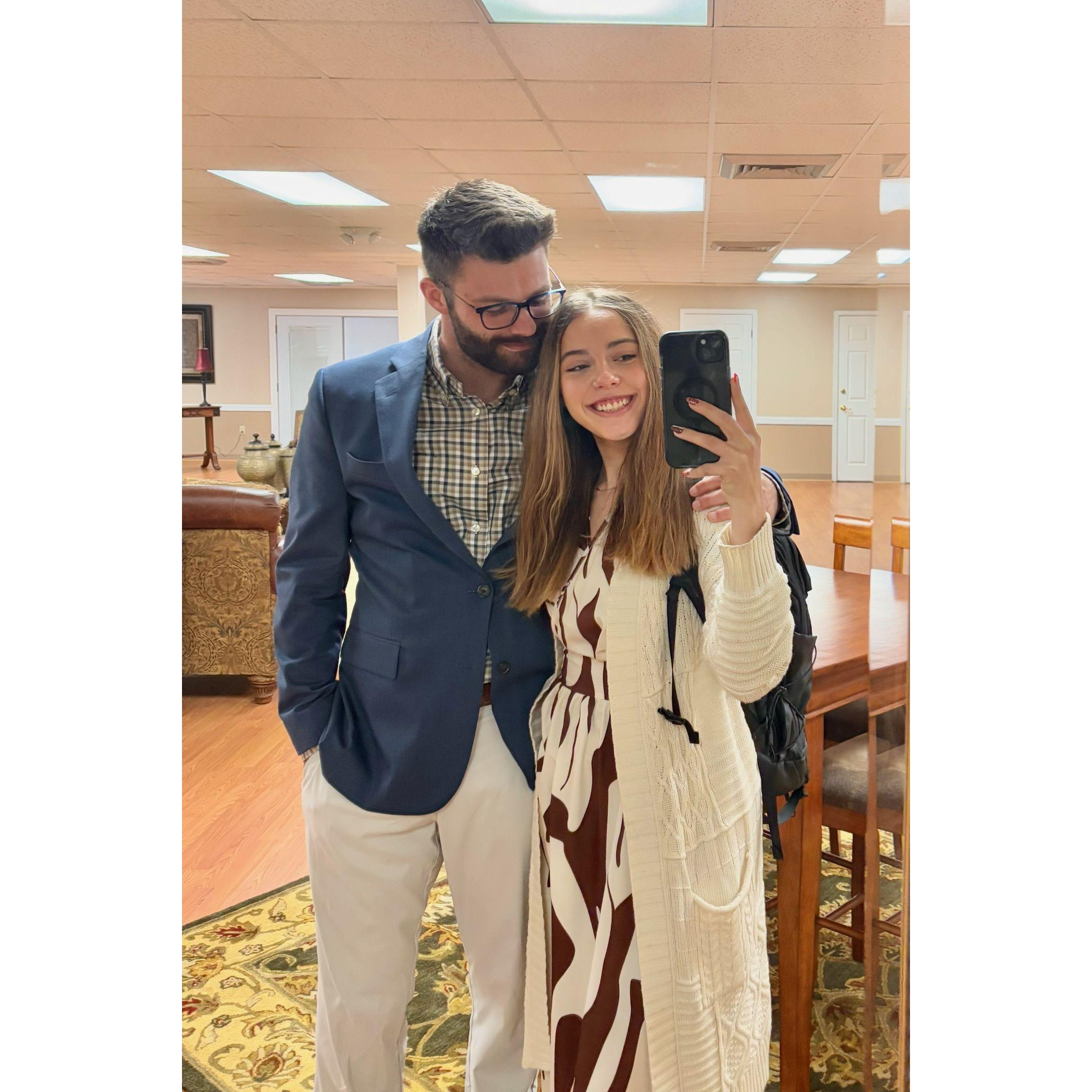 Our traditional photo in the big mirror at church!