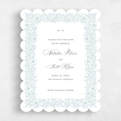 Blue Scalloped Wedding Save the Date - Elaina Portrait