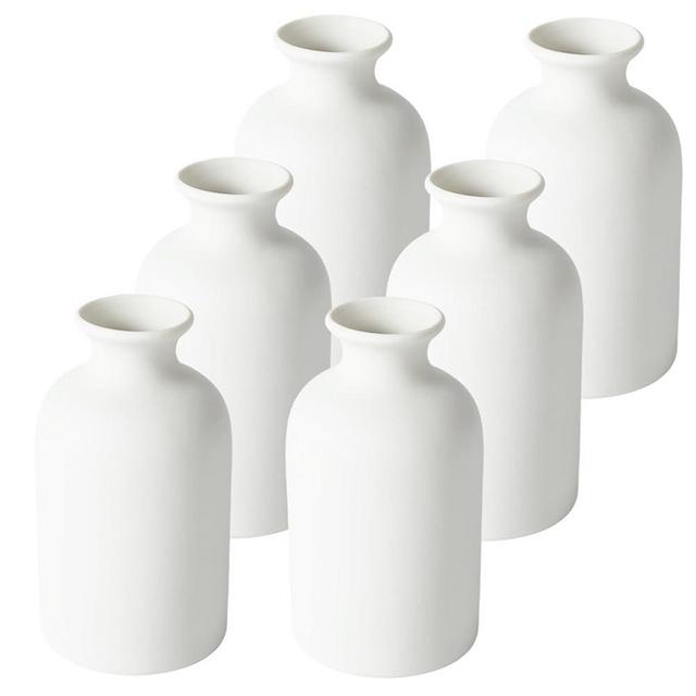 YANLING 6 Pcs White Vase Ceramic Vases for Home Decor, 5.6 inch White Ceramic Vases for Centerpieces Small Boho Vases, Pampas Grass Vases Table Vase for Dried Flowers Decor