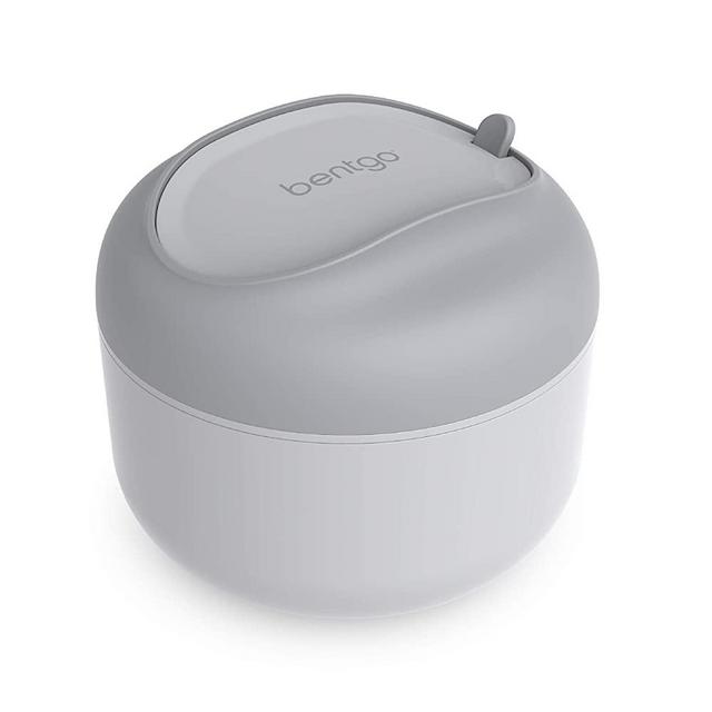 Bentgo Bowl - Insulated Leak-Resistant Bowl with Snack Compartment, Collapsible Utensils and Improved Easy-Grip Design for On-the-Go - Holds Soup, Rice, Cereal & More - BPA-Free, 21.2 oz (Gray)