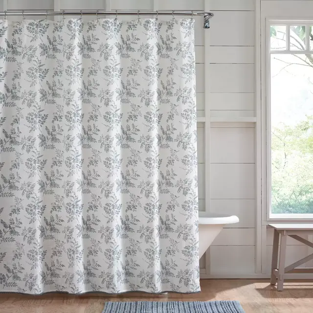 Bee & Willow™ 72-Inch x 72-Inch Stamped Leaves Shower Curtain in Quarry Grey