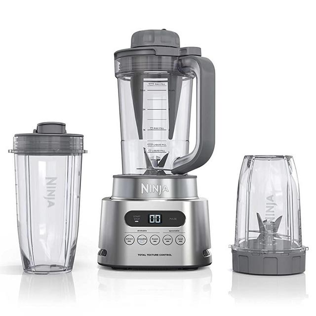 Ninja SS151 TWISTi Blender DUO, High-Speed 1600 WP Smoothie Bowl Maker & Nutrient Extractor* 5 Functions for Smoothie Bowls, Spreads & More, smartTORQUE, 34-oz. Pitcher & (2) To-Go Cups, Gray