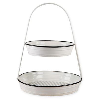 Home Essentials & Beyond Enamel 2-Tier Stand in White/Black