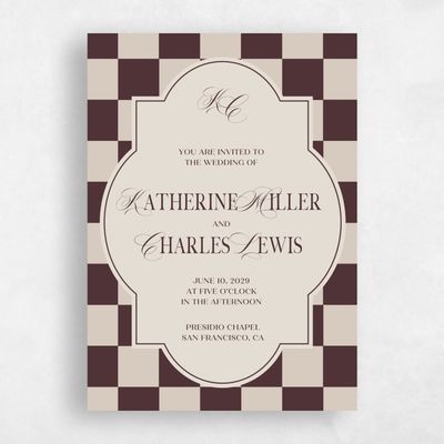 Brown Wedding Invitation - Sarlat Portrait