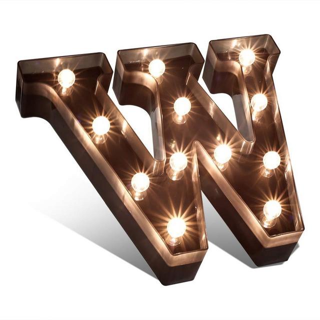 Light up Letters LED Letter Black Alphabet Letter Night Lights for Home Bar Festival Birthday Party Wedding Decorative -W