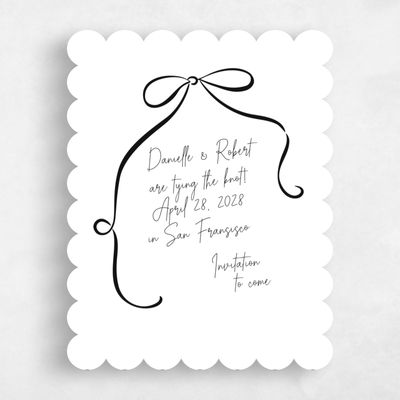 White Scalloped Wedding Save the Date - Cosette Portrait