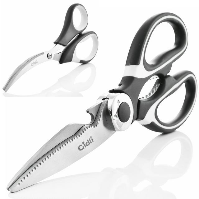 Kitchen Shears by Gidli - Lifetime Replacement Warranty- Includes Seafood Scissors As a Bonus - Heavy Duty Stainless Steel Multipurpose Ultra Sharp Utility Scissors