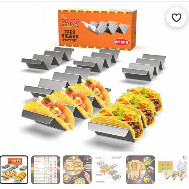 Taco Holder Stand - Set of 6 - Oven/Grill Safe Stainless Steel Taco Racks With Handles - Fill & Serve Tacos With Ease - Taco Trays