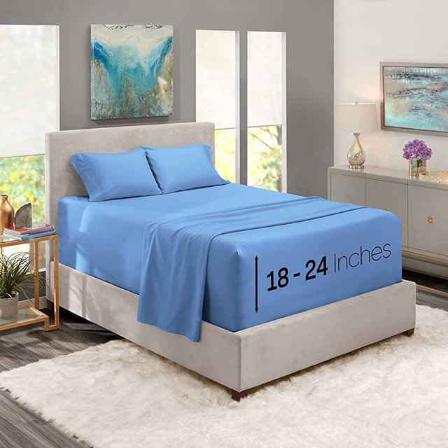 Nestl Extra Deep Pocket Fitted Sheet - Deep King Fitted Sheet Set – Super Deep Pocket Sheet - Ultra Deep Fitted Sheet - for Extra Deep Pocket Mattress - King Size Sheets - 78 x 80 inches - Calm Blue