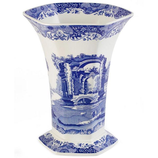 Spode Dinnerware, Blue Italian Hexagonal Vase