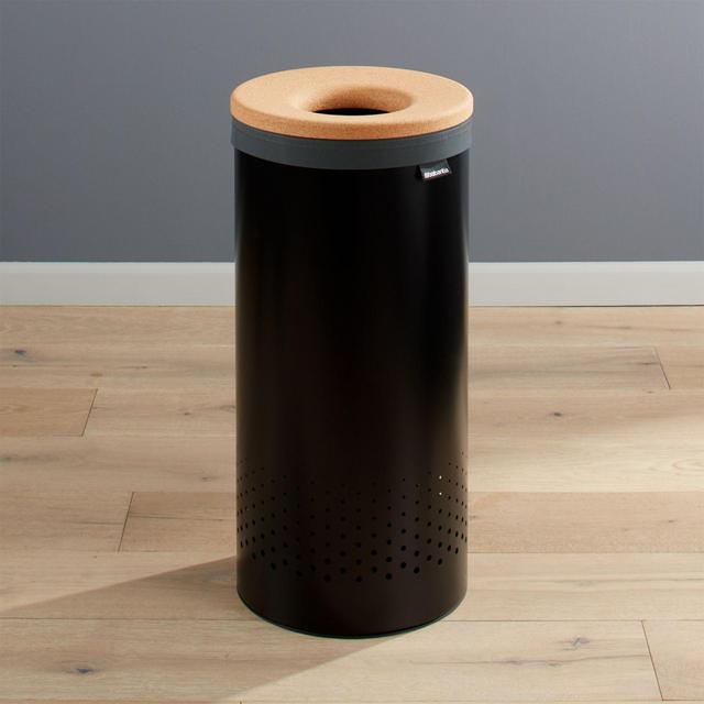 Brabantia 35-Liter Black Laundry Bin with Cork Lid