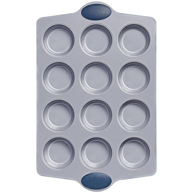 BRONYPRO Ceramic Muffin Pan,12-Cup Nonstick Aluminized Steel Cupcake Pans, Healthy Non-Toxic Ceramic Coating Muffin Tin, 1 Pack Cup Cake Pans for Baking Blue