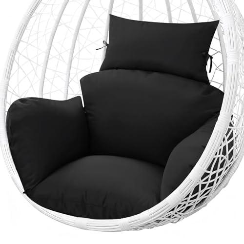 Boyspring Soft Patio Hanging Egg Chair Cushion Replacement, 47x31.5x4.7 inch Comfortable Thicken Cotton Hanging Basket Chair Cushions Indoor Outdoor Egg Chair Cushion (Black)