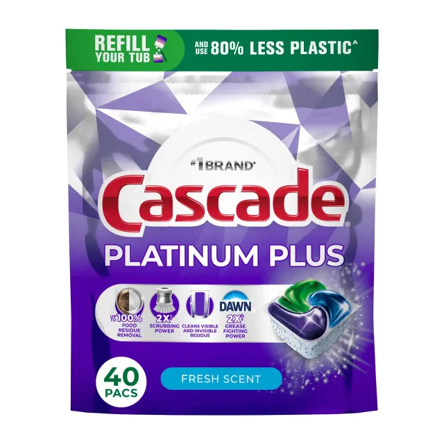 Cascade Platinum Plus Action Pacs Dishwasher Detergent - Fresh - 40ct