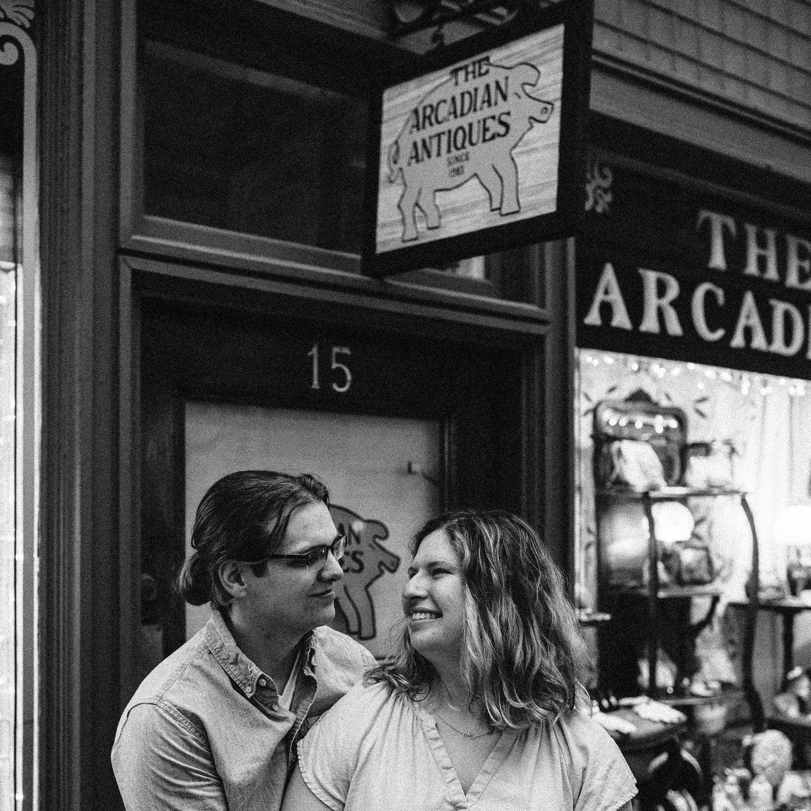 From our engagement photos at the Nickels Arcade where Michael purchased the engagement ring at Arcadian Antiques.