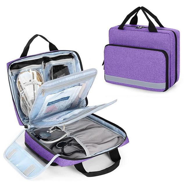 Trunab Utility Nurse Case Padded Stethoscope Case, Hold Two Stethoscopes/BP Cuffs and Nurse Accessories, Small Empty First Aid Bag for Nurses, Doctor or Nursing Students, Purple (Patent Design)