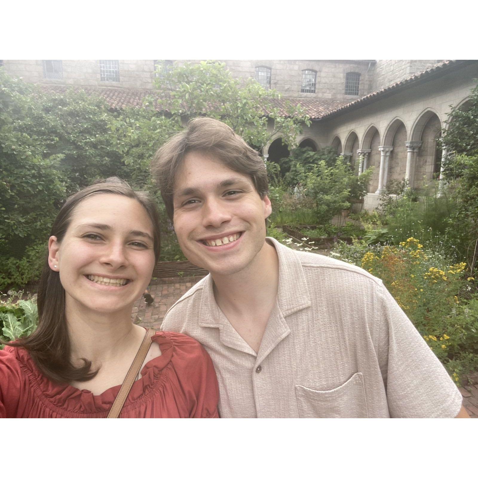 Helen and Owen at the medieval garden at the Met Cloisters in NYC, one of Helen's favorite places