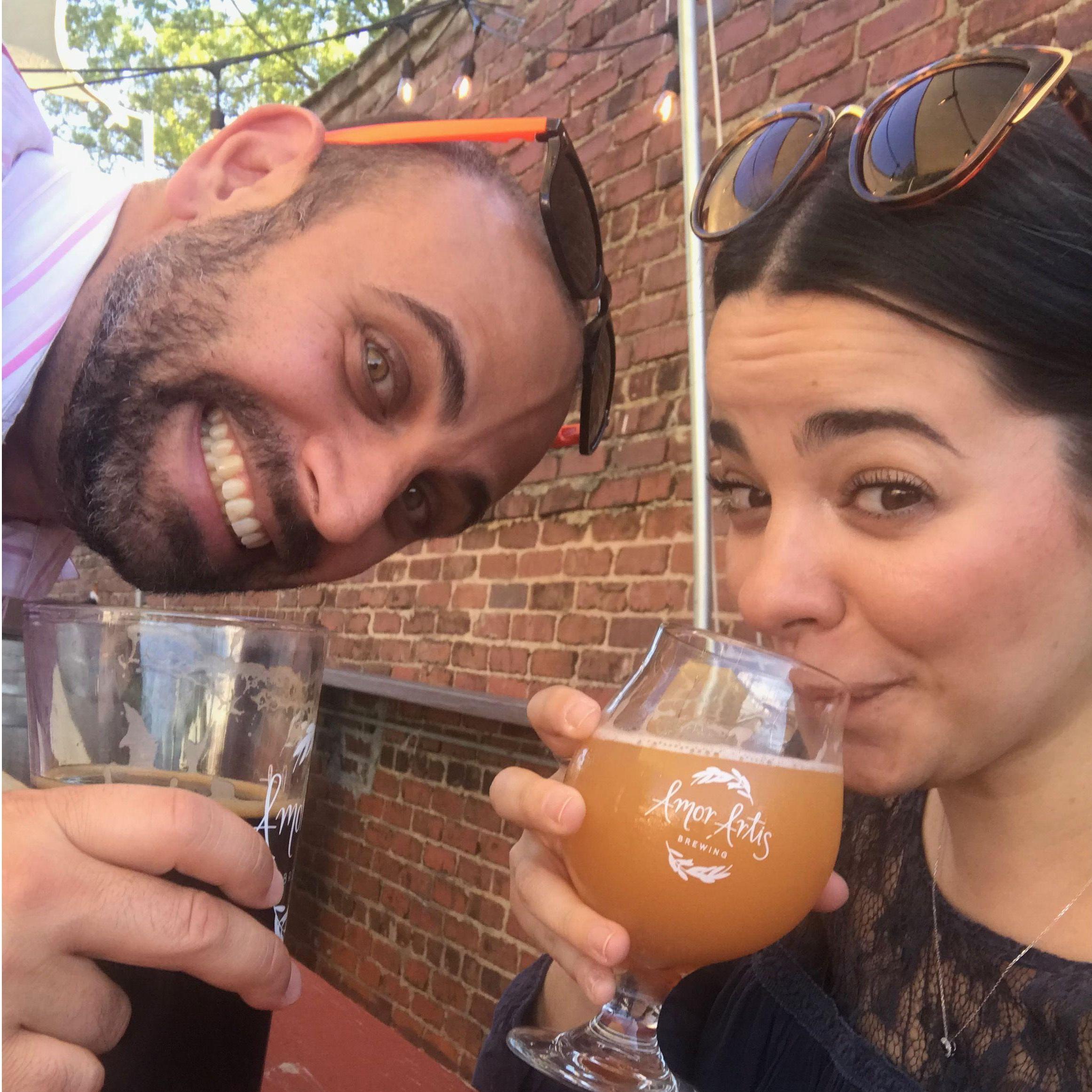 Escaping work early to spend time together before the kids come home.