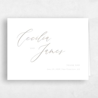 Oatmeal, Grey Wedding Thank You - Seville Landscape Letterpress
