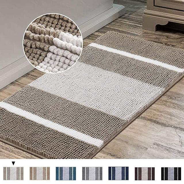 Bathroom Rugs Bath Mat for Bathroom Bath Rug Non Slip Shaggy Bath Rugs Extra Soft Absorbent Bathroom Mat Washable Plush Shaggy Bath Carpet for Bathroom Floor, Tub and Shower, 24"x 36", Taupe