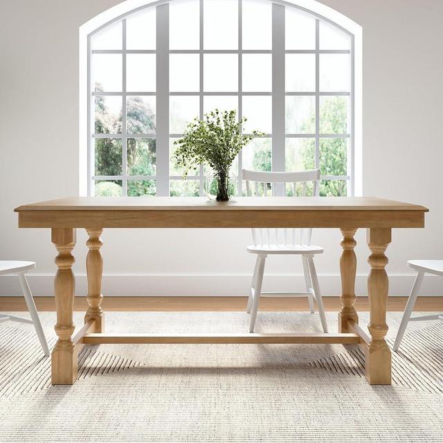Bush Furniture Rectangular Dining Table, 67 inch Squire Trestle, Farmhouse Decor, Sterling Collection, Light Brown