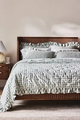 Gingham Ruffle Yarn-Dyed Cotton Quilt
