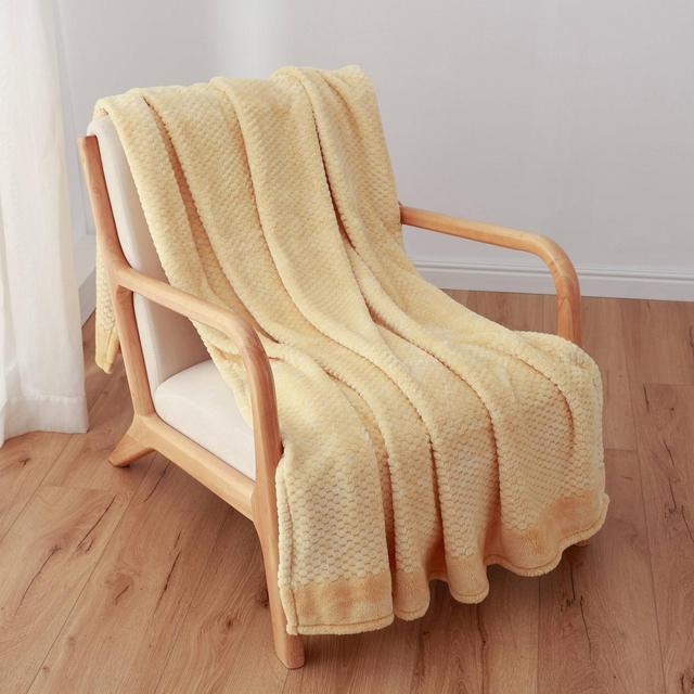 50"x70" Oversized Honeycomb Velvetloft Throw Blanket Yellow - Berkshire Blanket & Home Co.