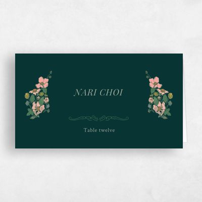 Dark Emerald, Green Wedding Place Card - Pomeroy
