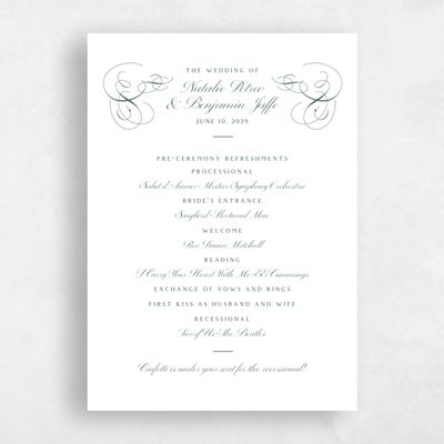 Forest, Green Wedding Program - Ventana Letterpress