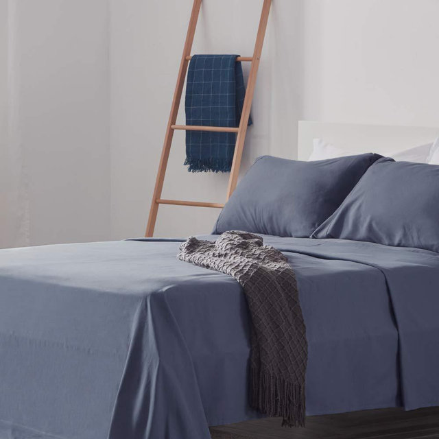 SLEEP ZONE Bed Sheet Set Cooling with Nanotex Moisture Wicking Technology Double Brushed Soft Wrinkle Free Fade Resistant Easy Care Sheets 4 PC, Flint Blue,Full