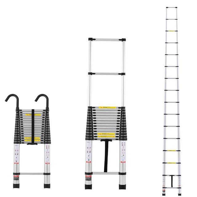 VEVOR Telescoping Ladder, 20.3FT Aluminum Lightweight Extension Ladder, Multi-Button Retraction Collapsible Ladder, 375 LBS Capacity with Non-Slip Feet, Portable Compact Ladders for Home, RV, Loft