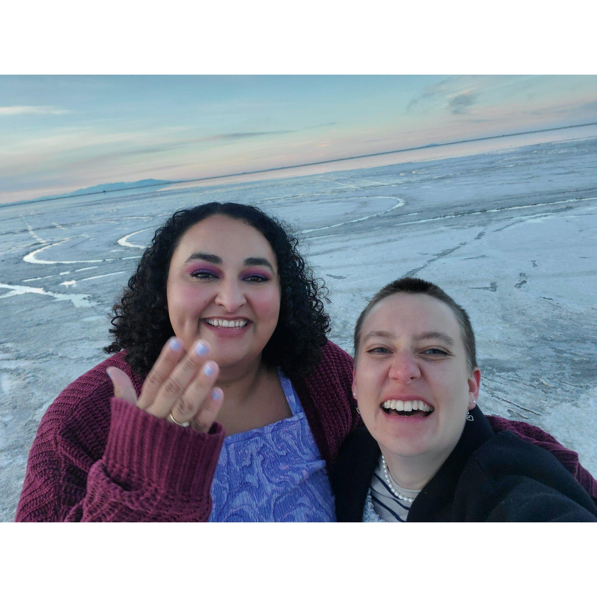 After Becca said yes to Sarah's proposal. Salt Flats, Utah