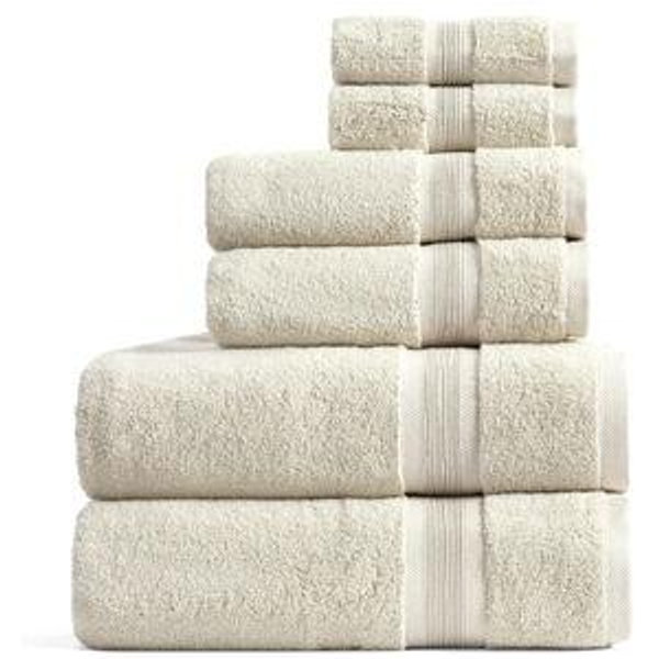 Springtree Home Luxury Viscose from Bamboo Bath Towel Set 6 Piece Set | 35% Viscose from Bamboo - 65% Cotton | Absorbent Quick-Dry Towels for Bathroom | Oeko-TEX Standard 100 Cotton | Sand