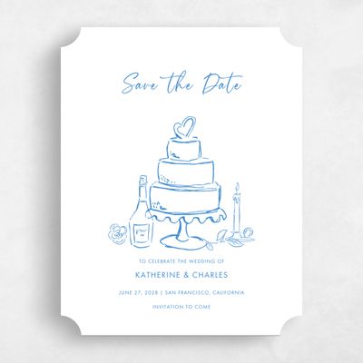 Blue Ticket Wedding Save the Date - Hamilton Portrait