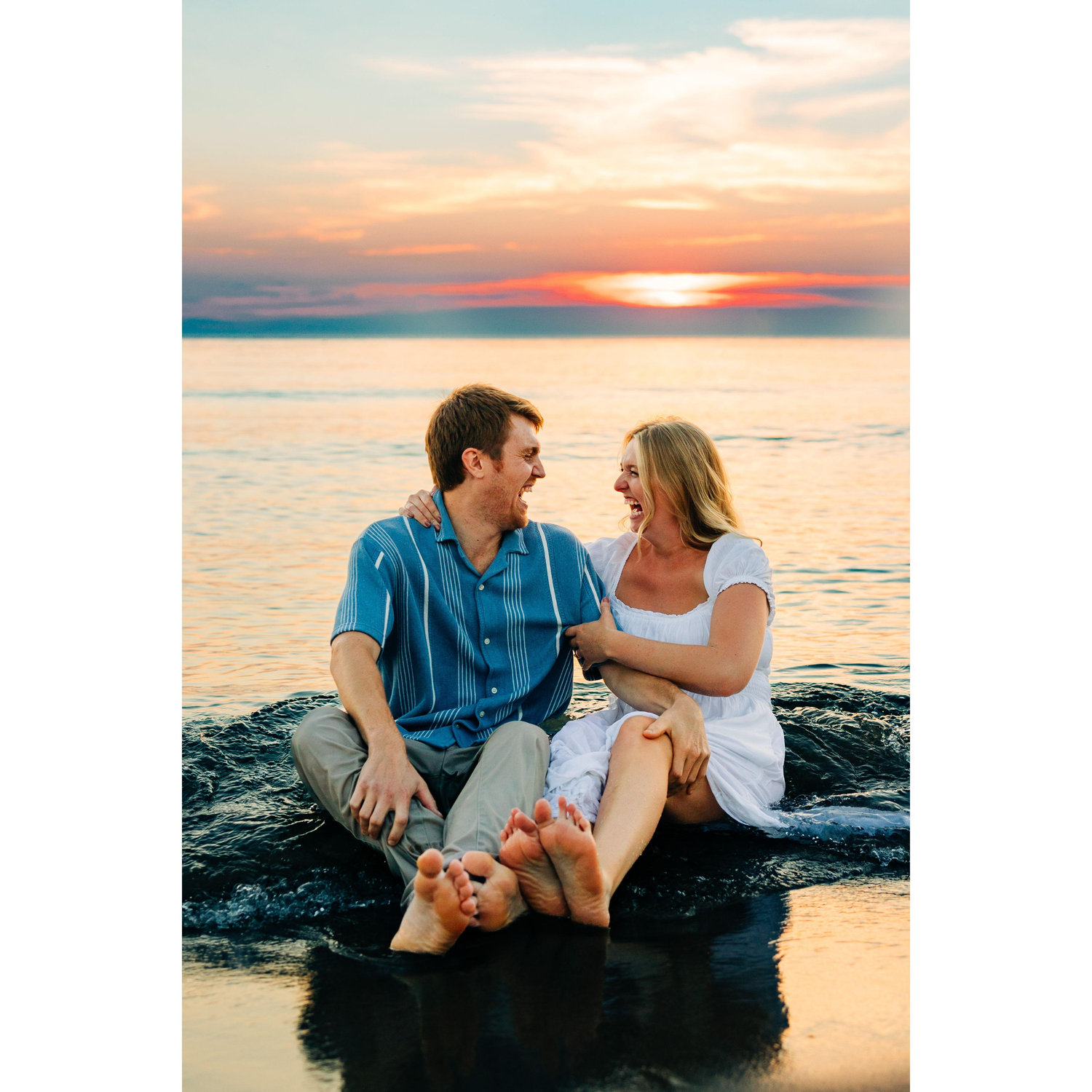 During our engagement shoot, I grabbed Lukes shoulder as if I was going to push him into the water