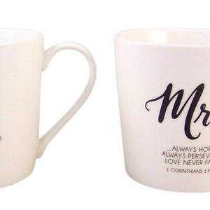 SIPS Drinkware - Mr. and Mrs. Coffee Mug Set with Love is Patient Bible Scripture, Set of 2, 12 Ounce