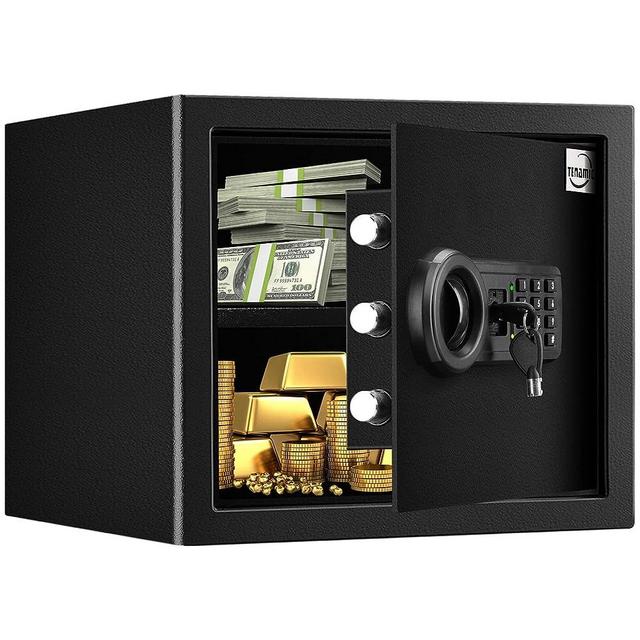 Tenamic Safe Box 1.2 Cuft Fireproof Waterproof Home Safe, Keypad Medium Lock Box Cabinet Safes, Solid Alloy Steel Office Hotel Home Safe, Black
