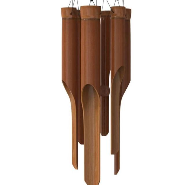 Classic Bamboo Wind Chimes - Outside Outdoor Wood Wooden Windchimes, Small, Handcrafted with Calming Deep Tones, Ideal Home Decor or Gift for Any Occasion