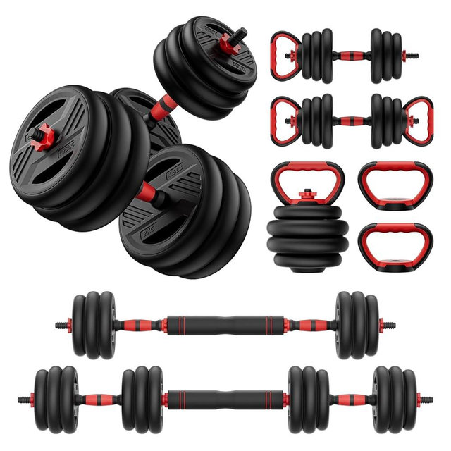 Cvonte Adjustable Dumbbell Set, 20/30/45/70/90lbs Free Weight Set With Double Locknut, 5-in-1 Dumbbells Set Includes Barbell, Kettlebells, Push up Stand, Weight Plate, Fitness Exercise for Home Gym Suitable Men/Women