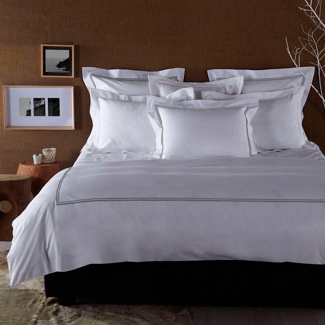 Frette At Home Piave Standard Pillow Sham in White/Grey