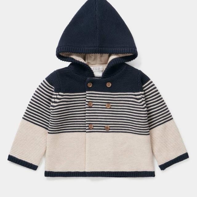 Mamas & Papas Stripe Knit Hooded Cardigan 3-6mo