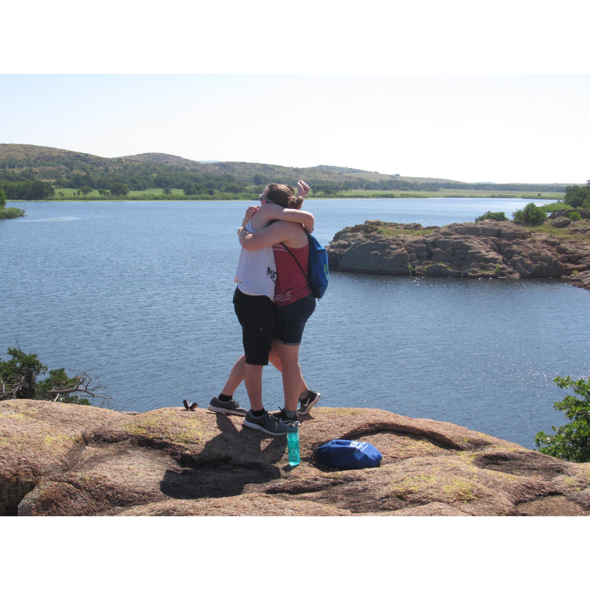 After the proposal, Hunter gave this fist pump for our audience watching from another rock.
