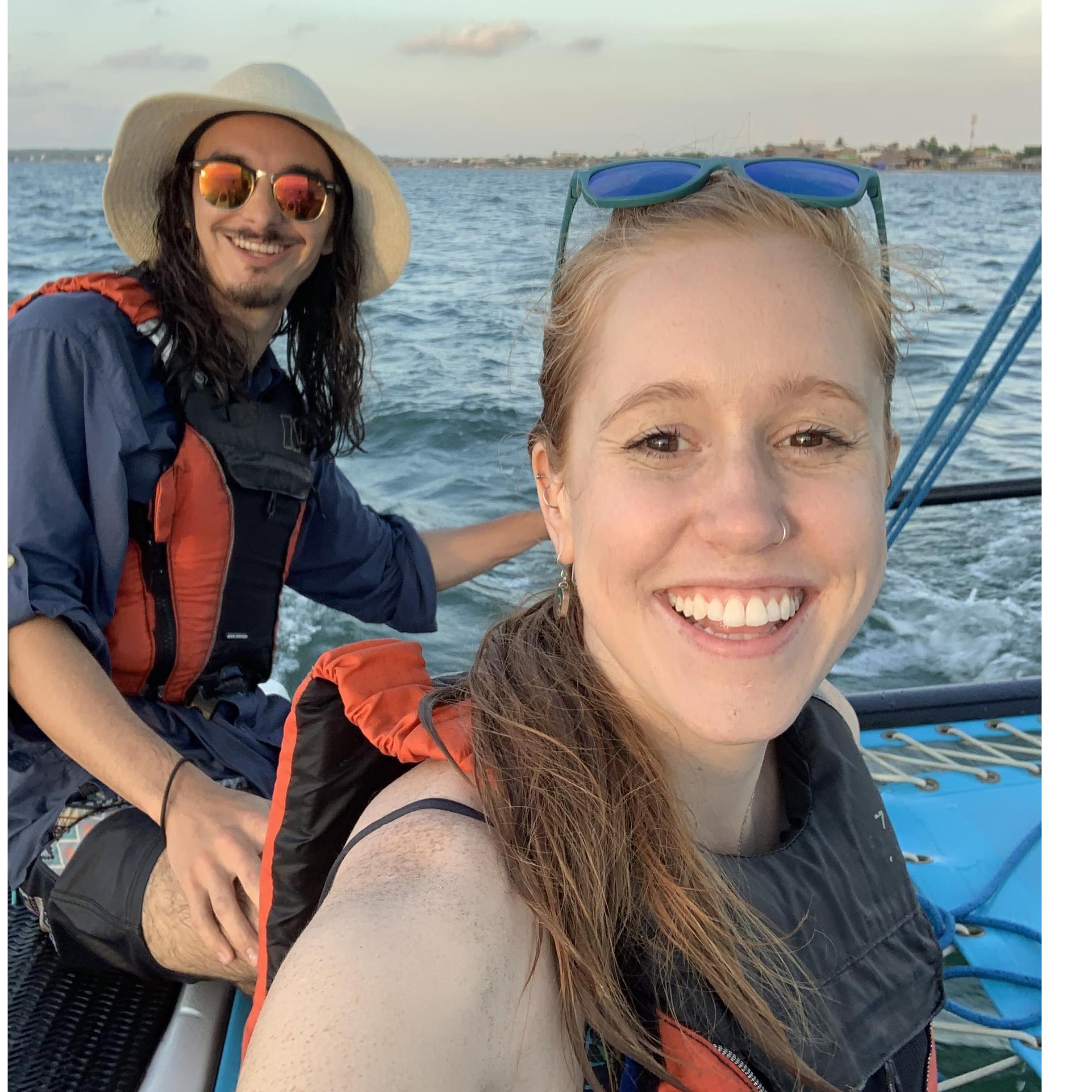 Sailing at sunset in Colombia.