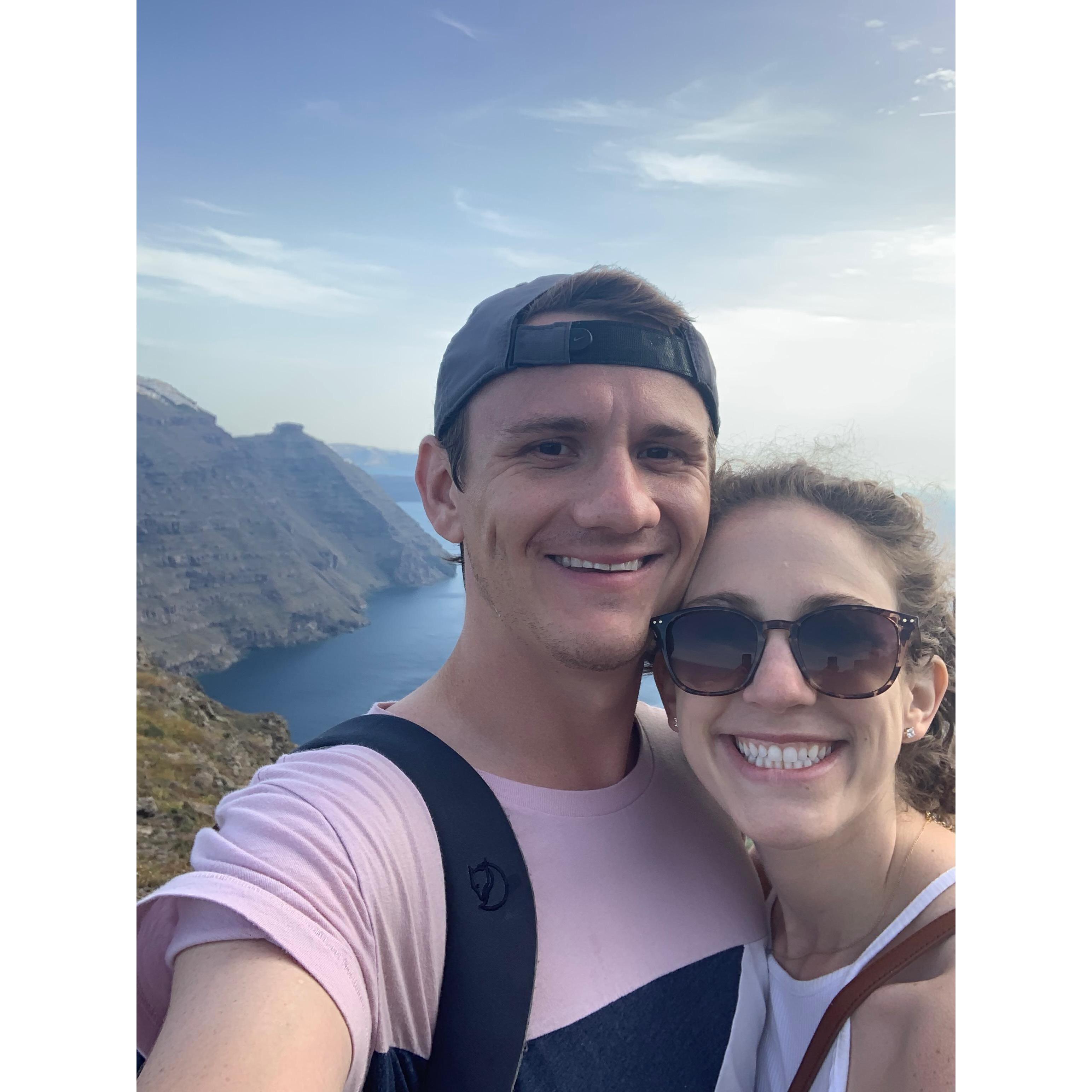 This picture was taken just a couple of hours before Michael proposed in Santorini!