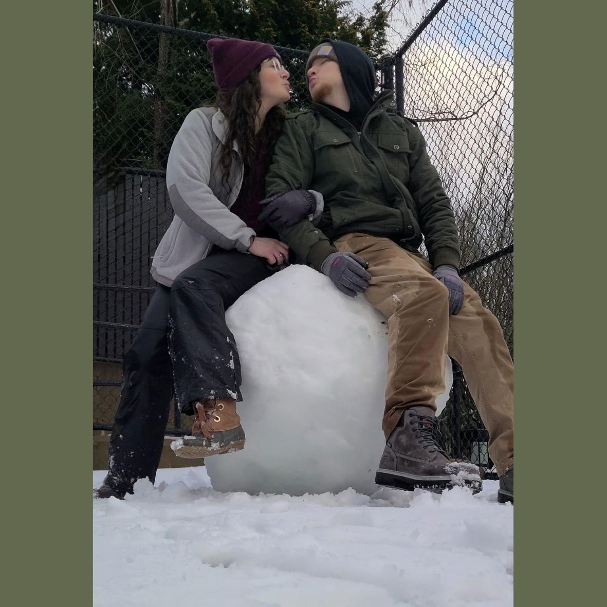We rolled a huge snowball! It was very heavy.