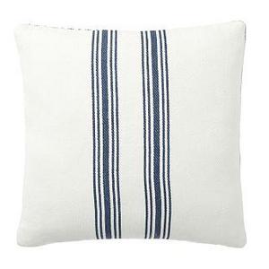 Culver Reversible Stripe Grainsack Pillow Cover, 20", Storm Blue