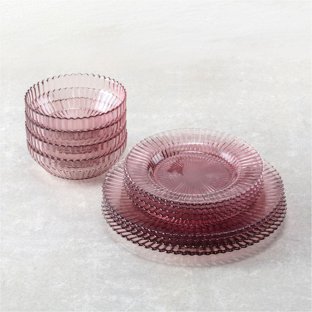 Archie Pink Glass 12-Piece Place Setting