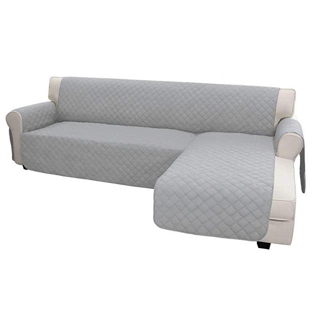 Easy-Going Sofa Slipcover L Shape Sofa Cover Sectional Couch Cover Chaise Lounge Cover Reversible Sofa Cover Furniture Protector Cover for Pets Kids Children Dog Cat (Large,Light Gray/Light Gray)