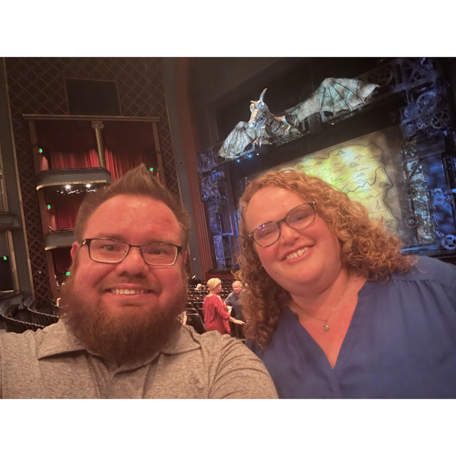 Us checking out Wicked in Houston. This was one of our favorite date nights.