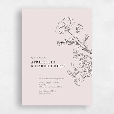 Light Mauve, Pink Wedding Invitation - Essenza Bloom